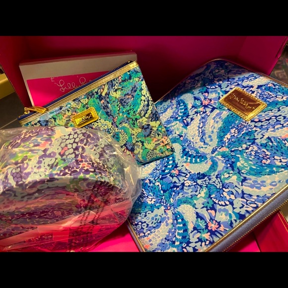 LILLY PULITZER GIFT MATCHING LARGE GIFT SET PRINTED STORAGE BOX W/ EARRINGS ETC - Picture 9 of 11